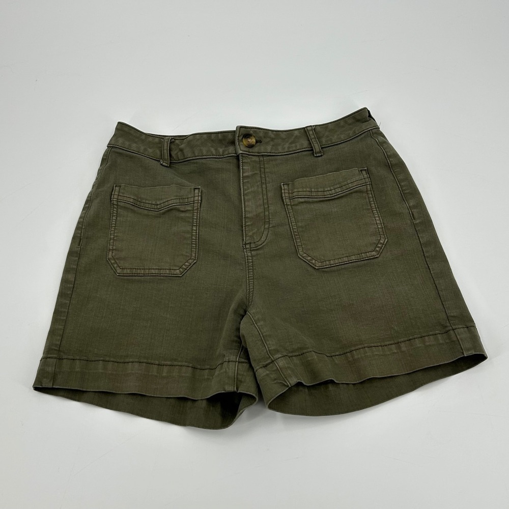 Simply Vera Vera Wang Womens Olive Green‎ Utility Stretch Denim Shorts Size 8